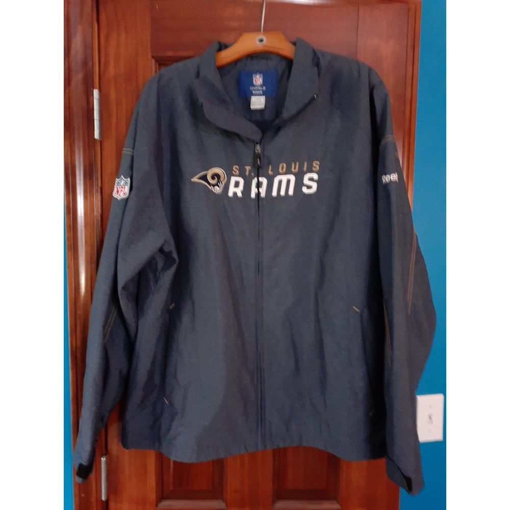 Reebok Men's Jacket Size L St Louis Rams Blue On Field NFL Logo